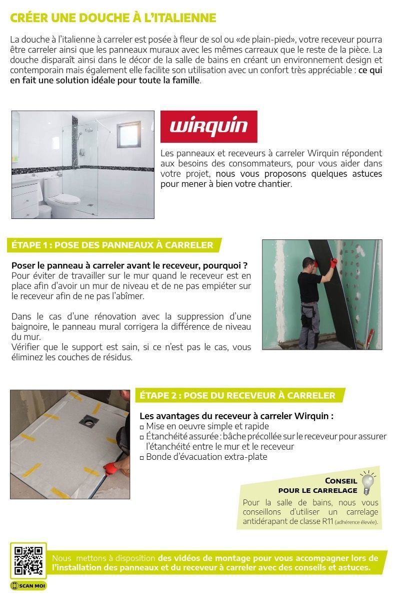 douche à l'italienne wirquin
