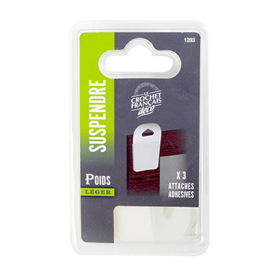 3 attaches adhésives pour tableaux et cadres