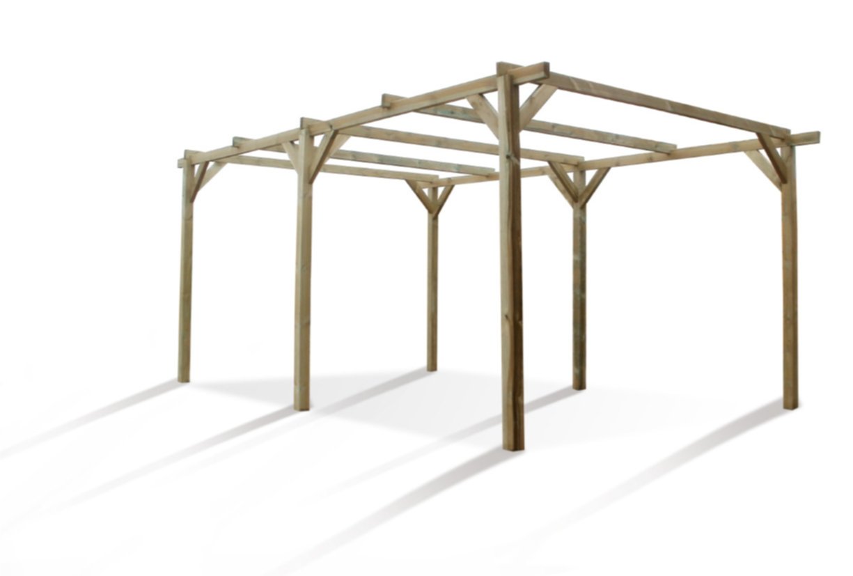 Carport Paco 1 Voiture en Pin Traité Henri 304x512cm - CERLAND