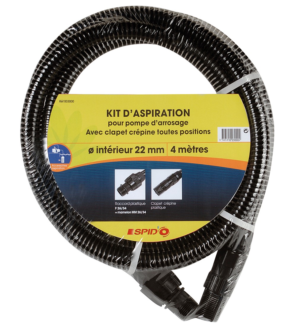 Kit d'aspiration plastique 4m d22 - SPID'O