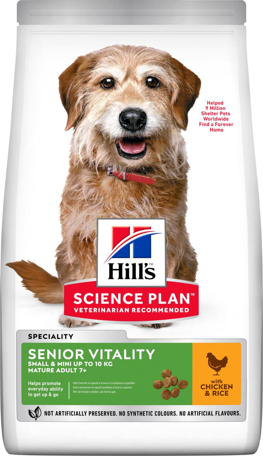 Croquettes chien Mature 7+ Small & Mini Senior Vitality poulet/riz 1,5kg - HILL'S SCIENCE PLAN