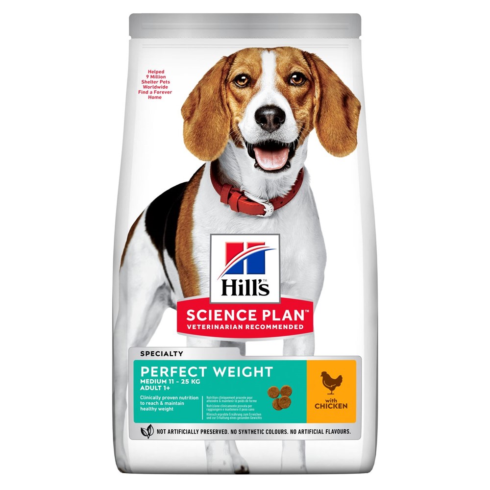 Croquettes chien moyen Perfect Weight poulet 12kg - HILL'S PET NUTRITION