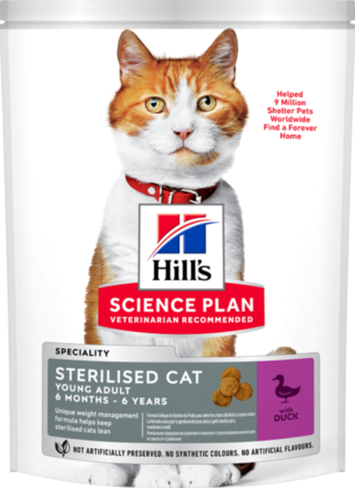 Croquettes chat stérilisé Canard 1,5kg - HILL'S SCIENCE PLAN