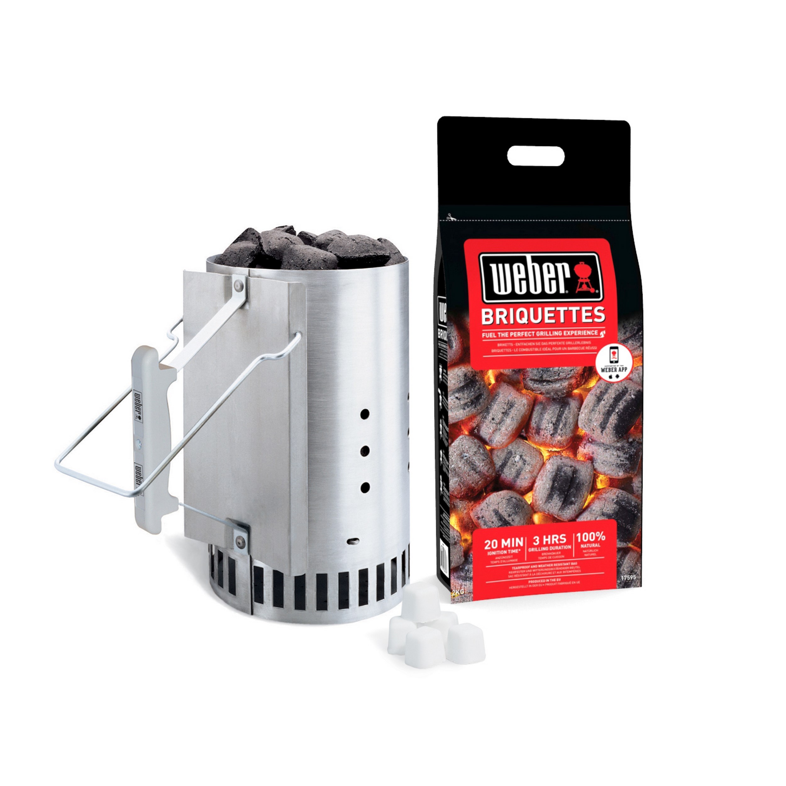 Kit cheminée Rapidfire briquettes+cubes allume-feu 2 kg - WEBER
