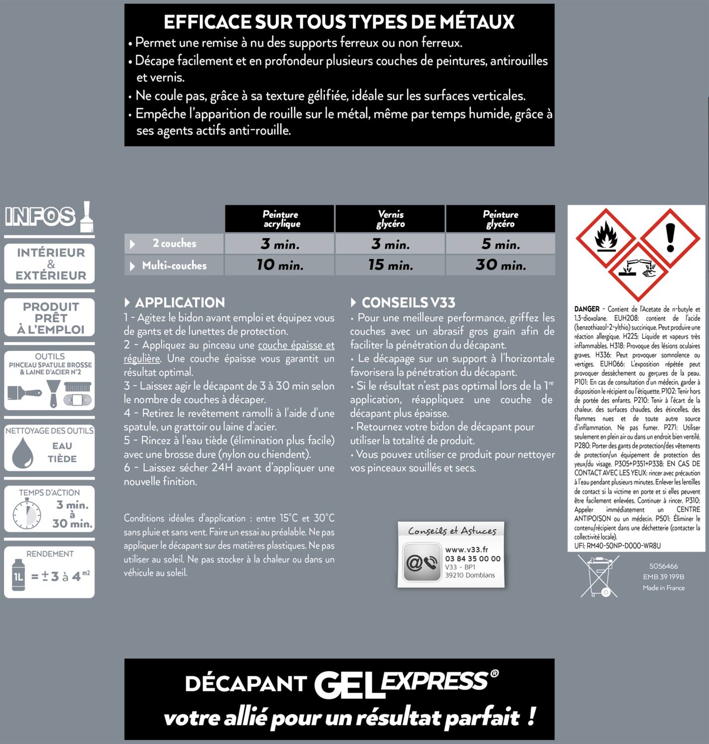 Décapant gel express spécial fer 0.25l - V33