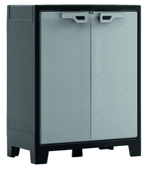 Armoire de rangement basse résine H100xL80xP44cm gris/noir - KIS