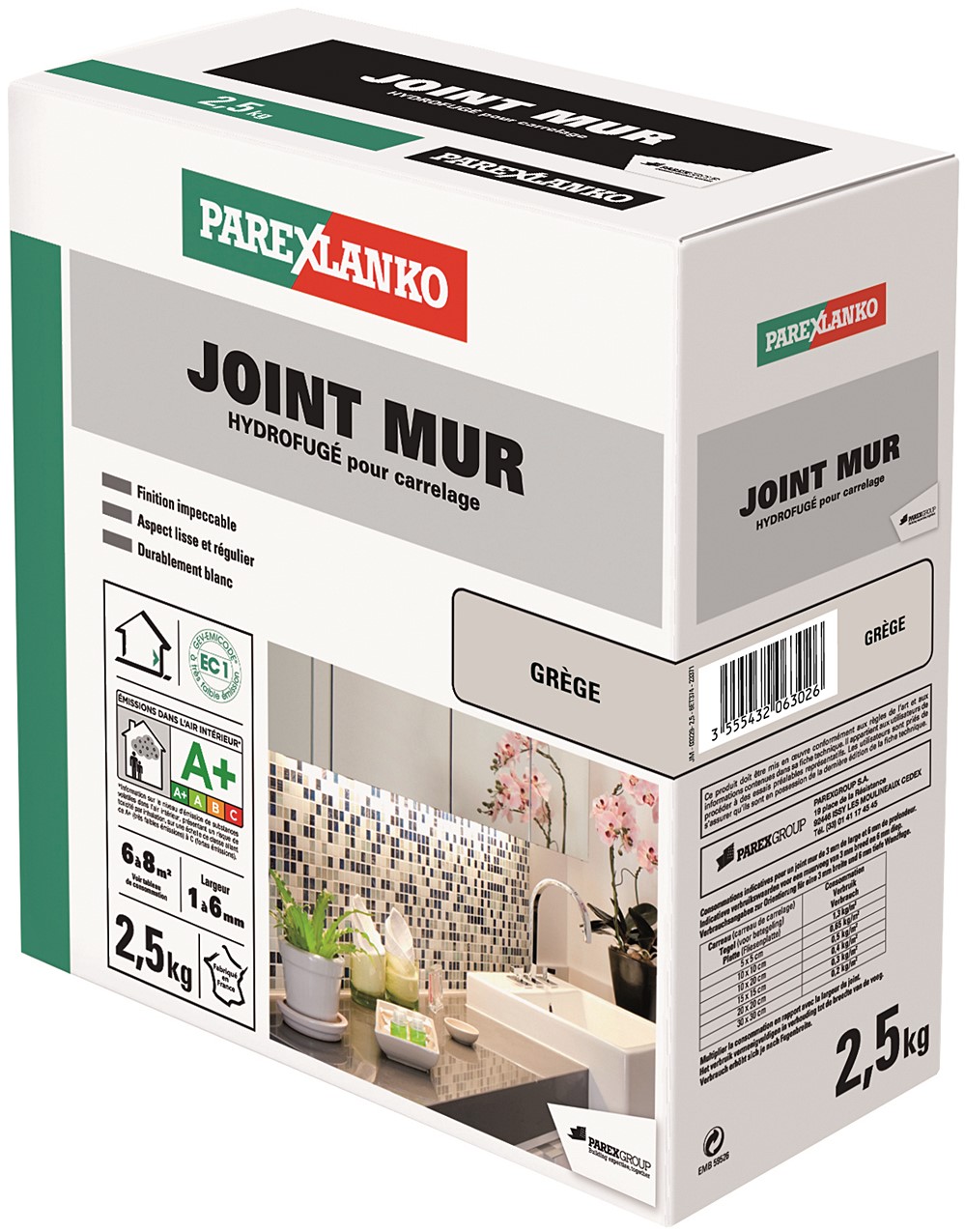 Joint de carrelage mural coloris grège 2,5 kg - PAREXLANKO