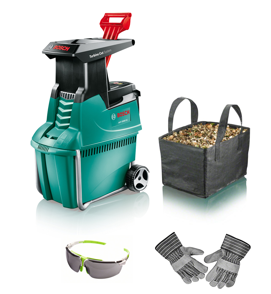 Broyeur de végétaux AXT 2550 TC 2500W + sac + gants + lunettes - BOSCH