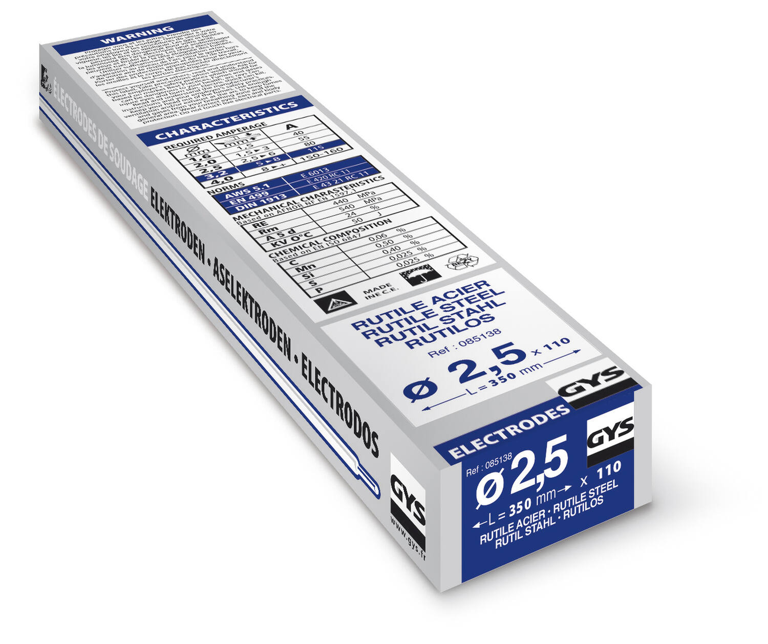 110 électrodes acier diamètre 2.5 - GYS