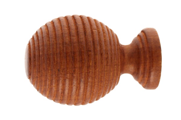 1 embout barre à rideau boule striée Ø28mm merisier - INVENTIV