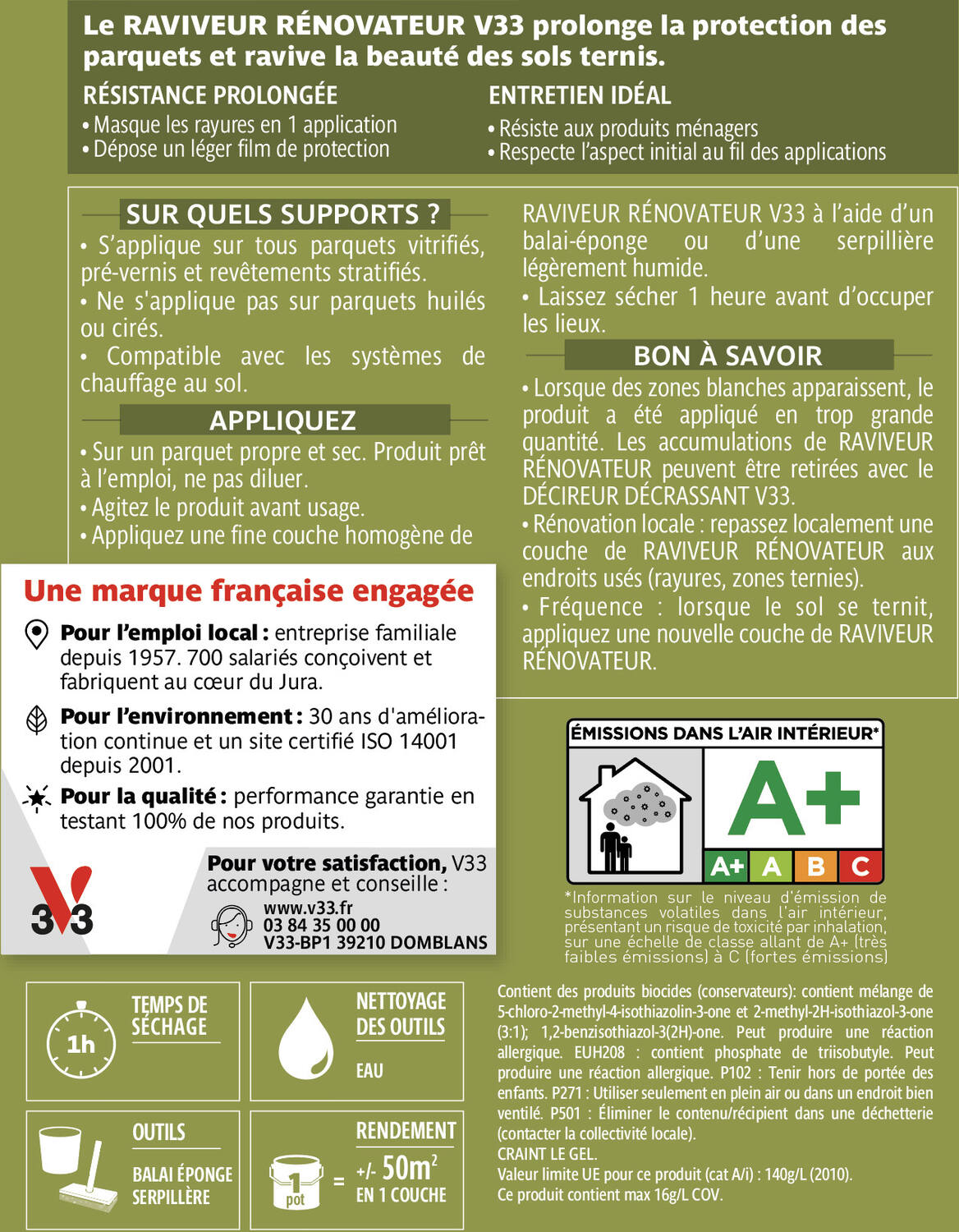 polish rénovateur parquets & stratifiés incolore brillant 1 l  - V33