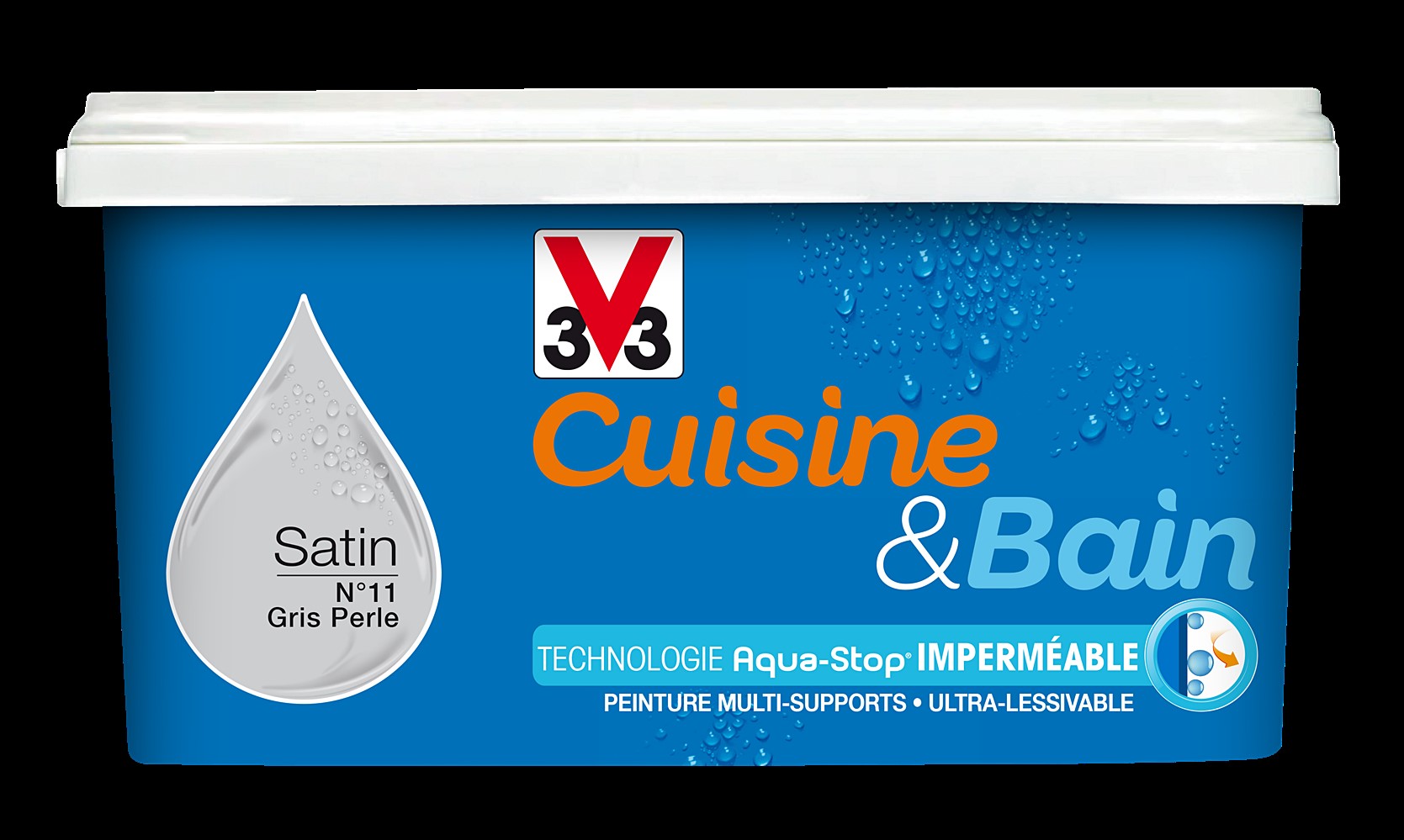 Peinture Acrylique monocouche CUISINE& BAIN Satin 2 L Gris Perle