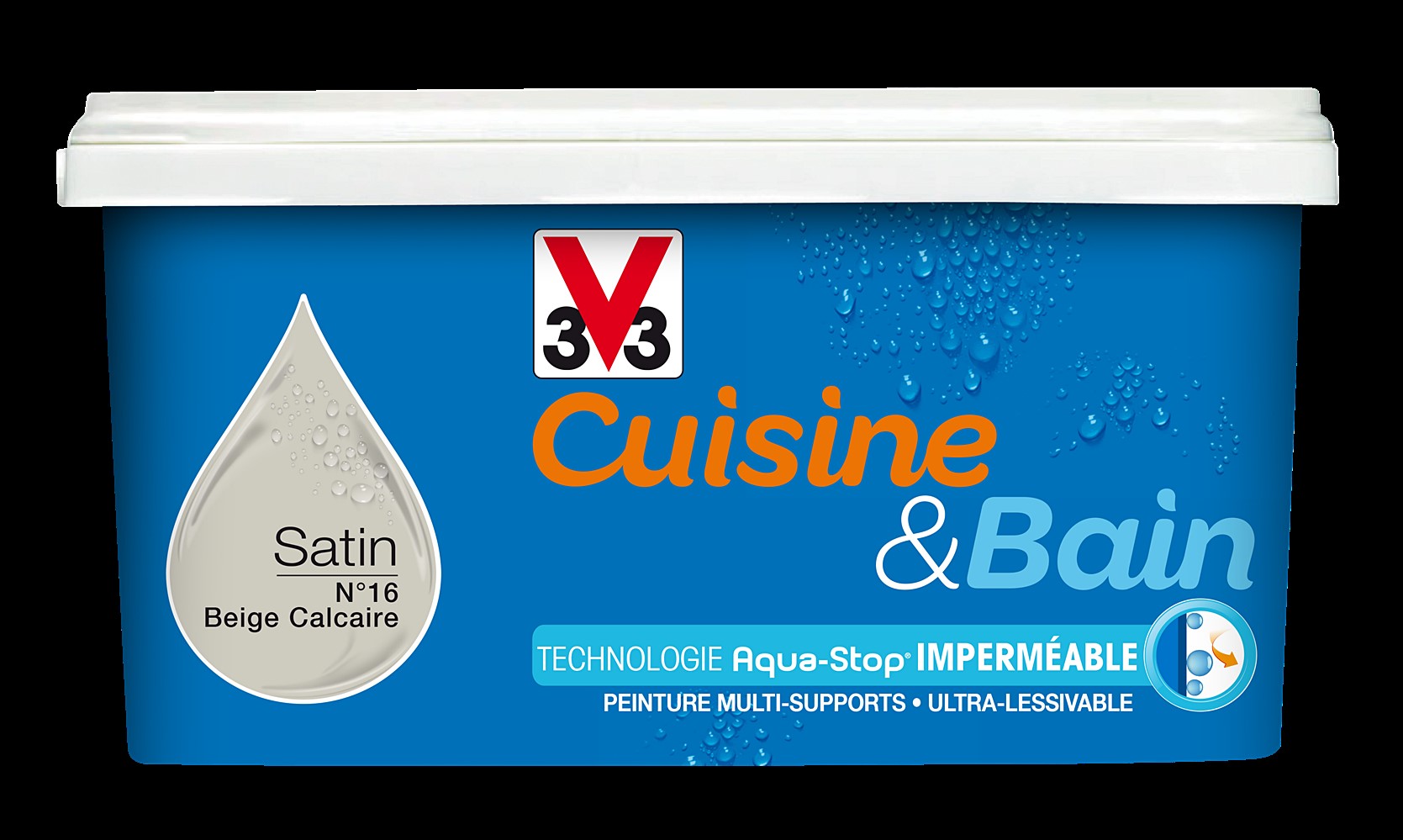 Peinture Acrylique monocouche CUISINE& BAIN Satin 2 L Beige Calcaire