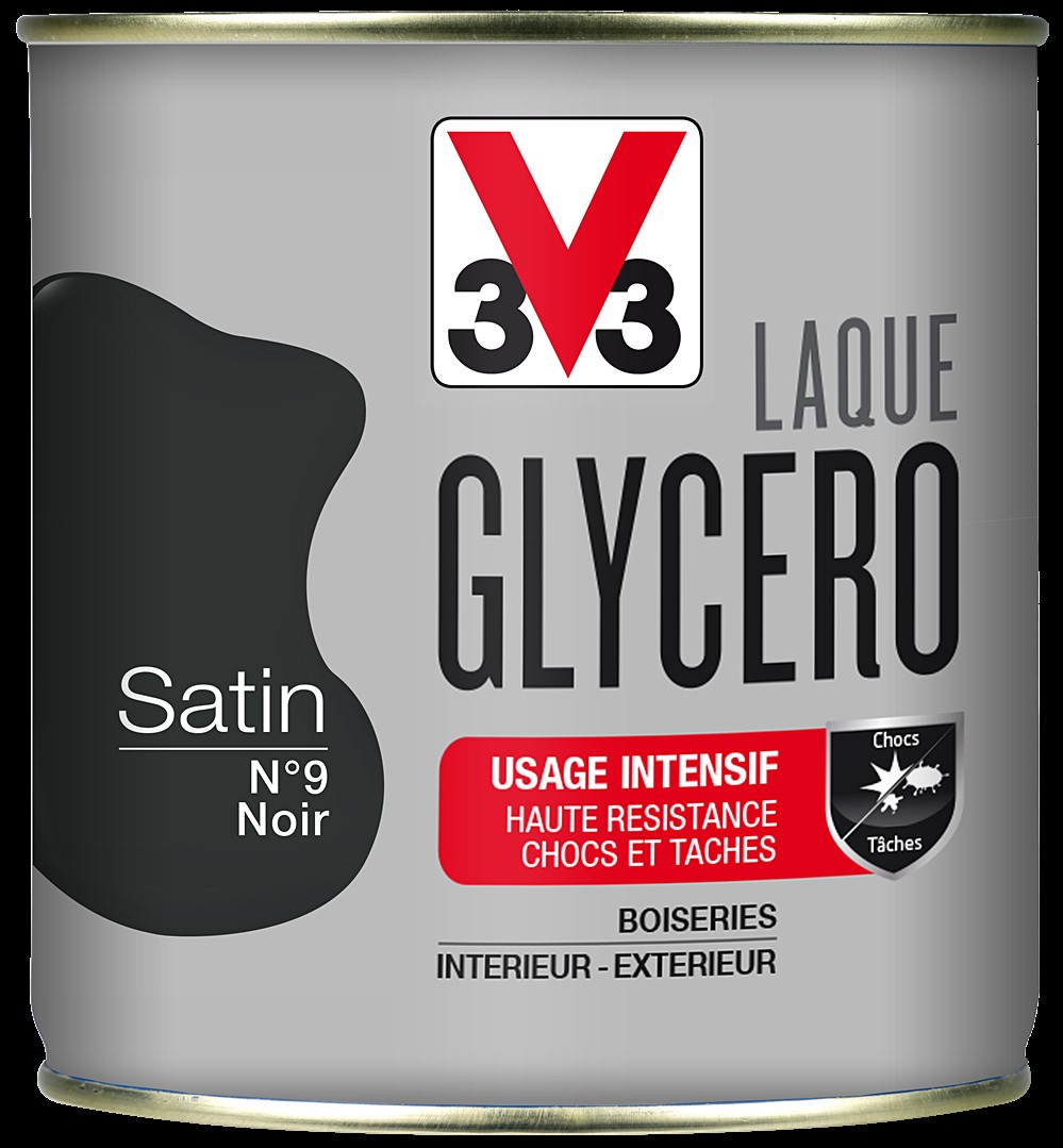 laque glycero satin 0.5 l noir - V33