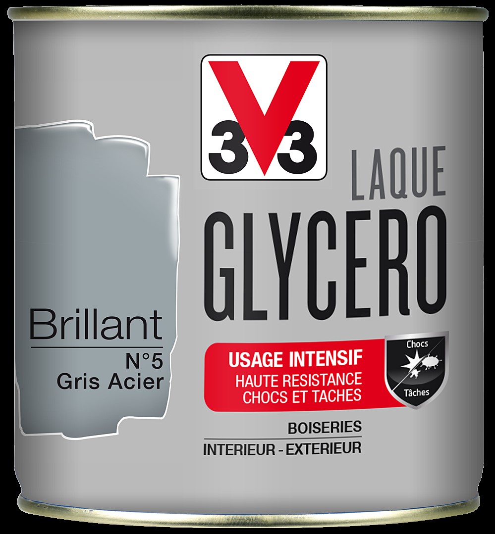 laque glycero brillante 0,5L gris acier - V33