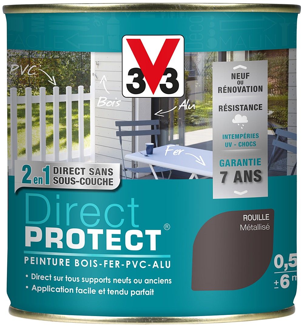 Peinture Multi-supports Direct Protect 0.5L Rouille métallisé  - V33