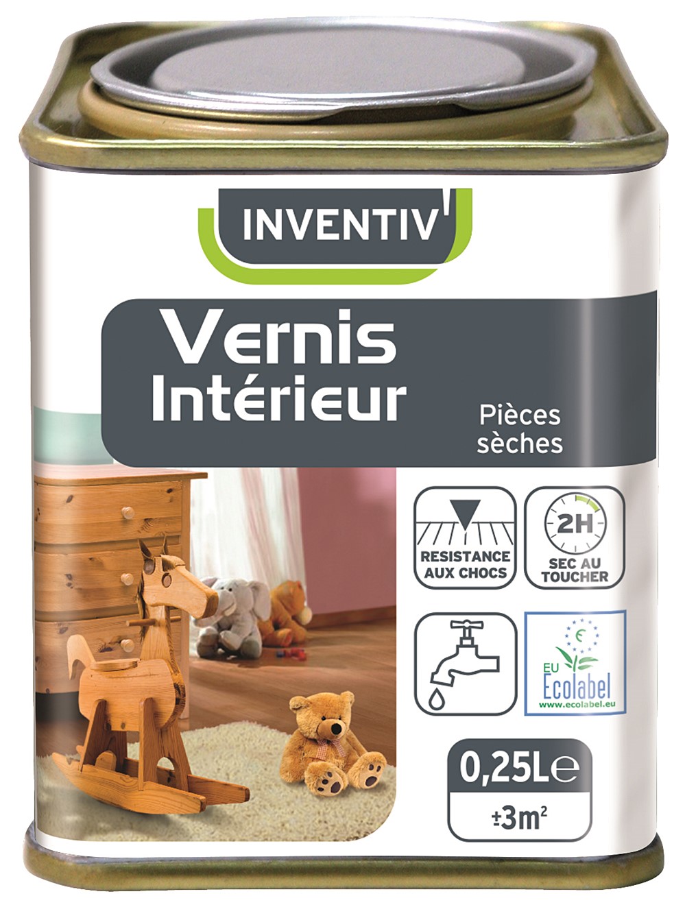 Vernis boiserie intérieure 0,25 L teinte chêne doré - INVENTIV