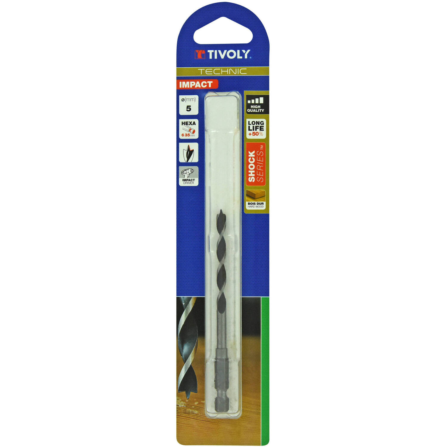 Foret bois 3 pointes hexagonale Ø5 mm - TIVOLY