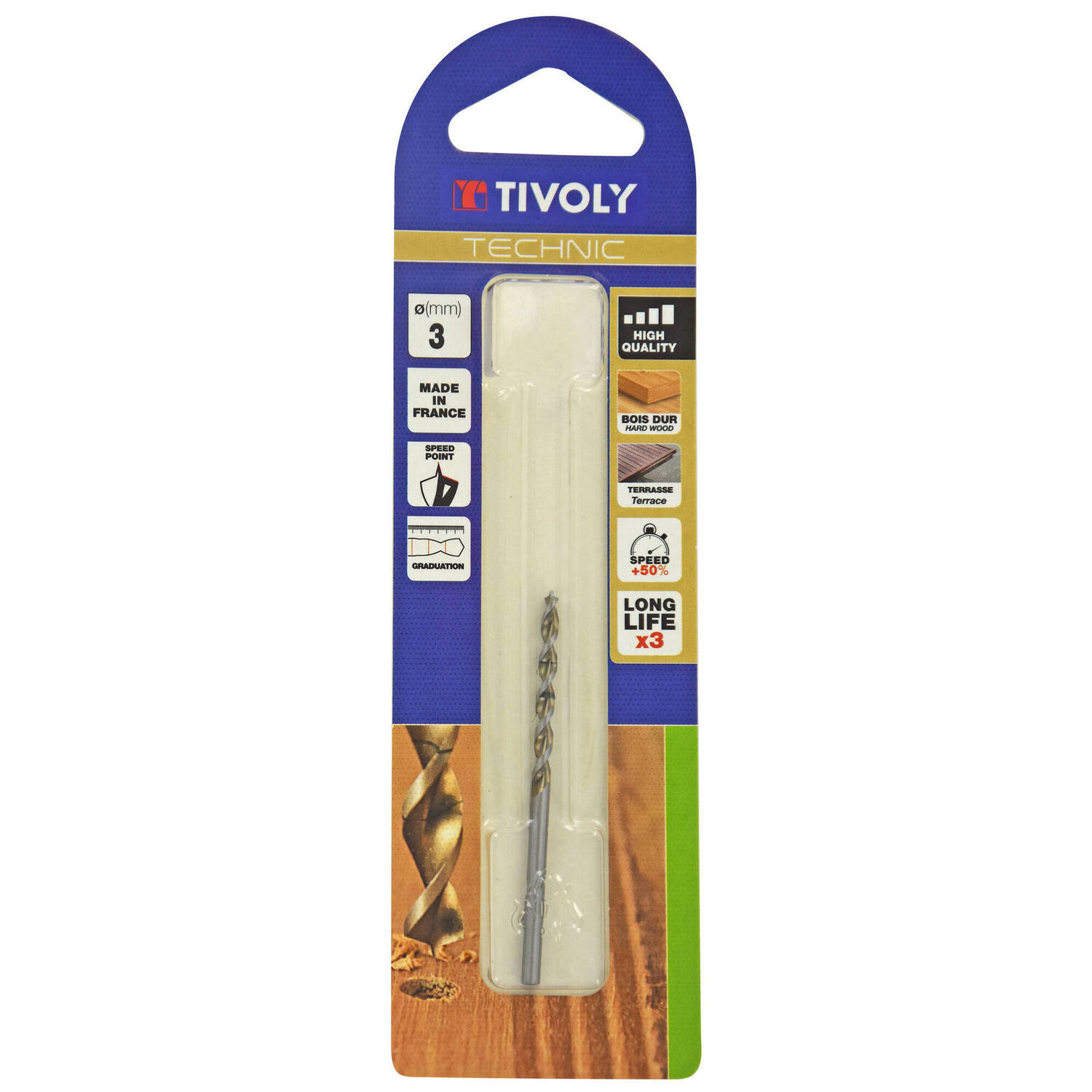 Foret bois 3 pointes Technic Ø3 mm - TIVOLY
