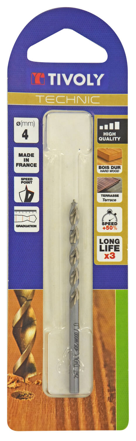 Foret bois 3 pointes Technic Ø4 mm - TIVOLY