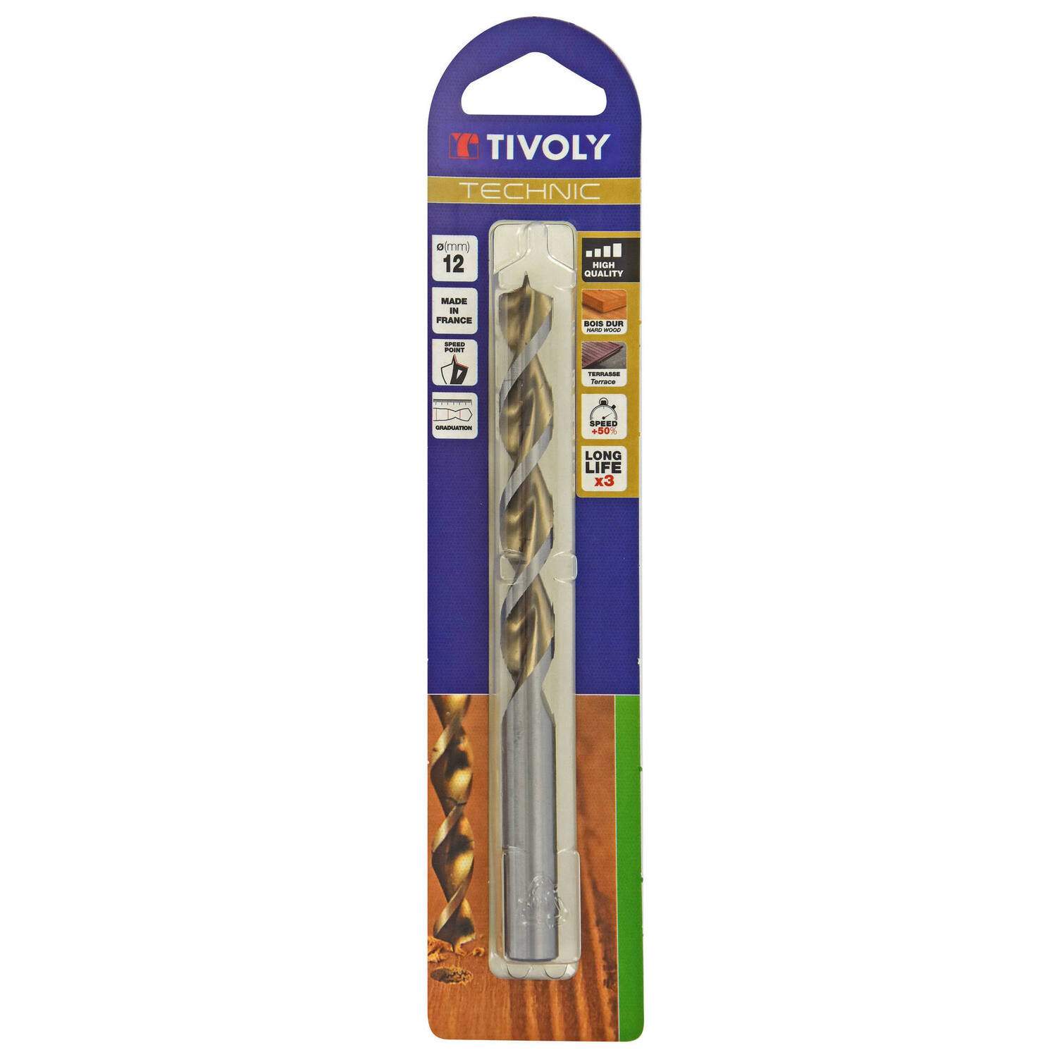Foret bois 3 pointes Technic Ø12 mm - TIVOLY