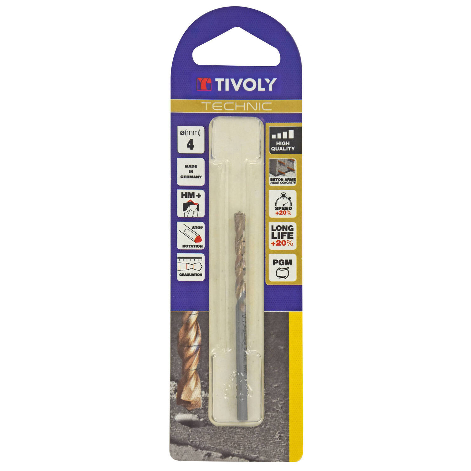 Foret béton Technic Ø4 mm - TIVOLY