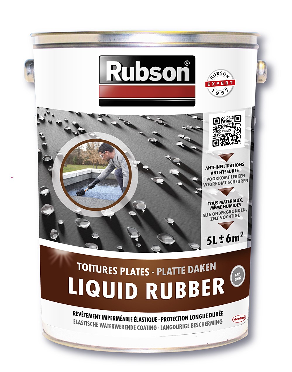RUBSON Toitures Liquid Rubber Gris Bidon 5l