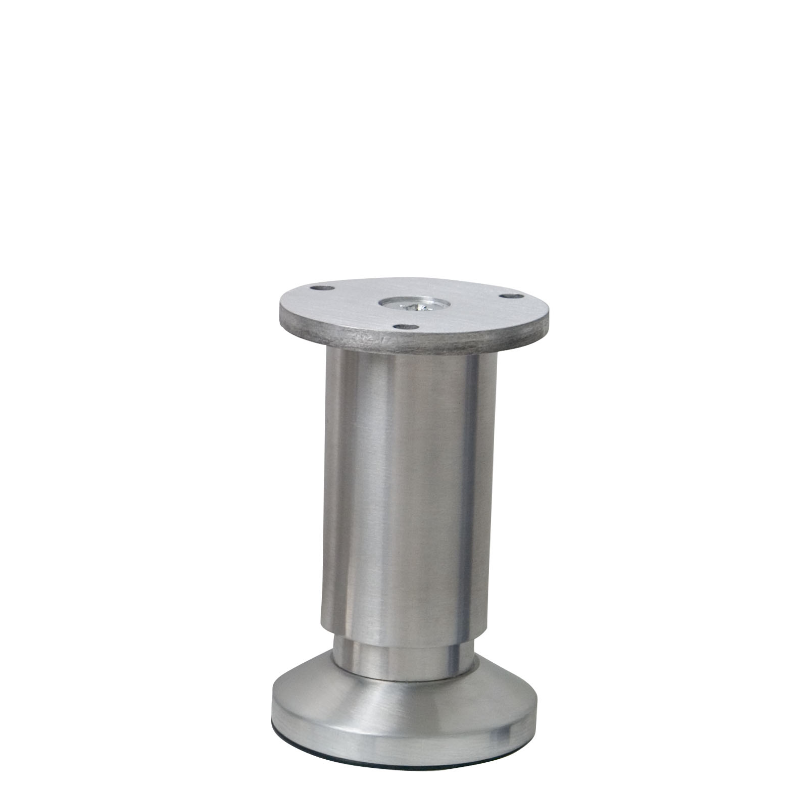 Pied de meuble métal brossé H.100/115 Ø58mm - BAR PLUS
