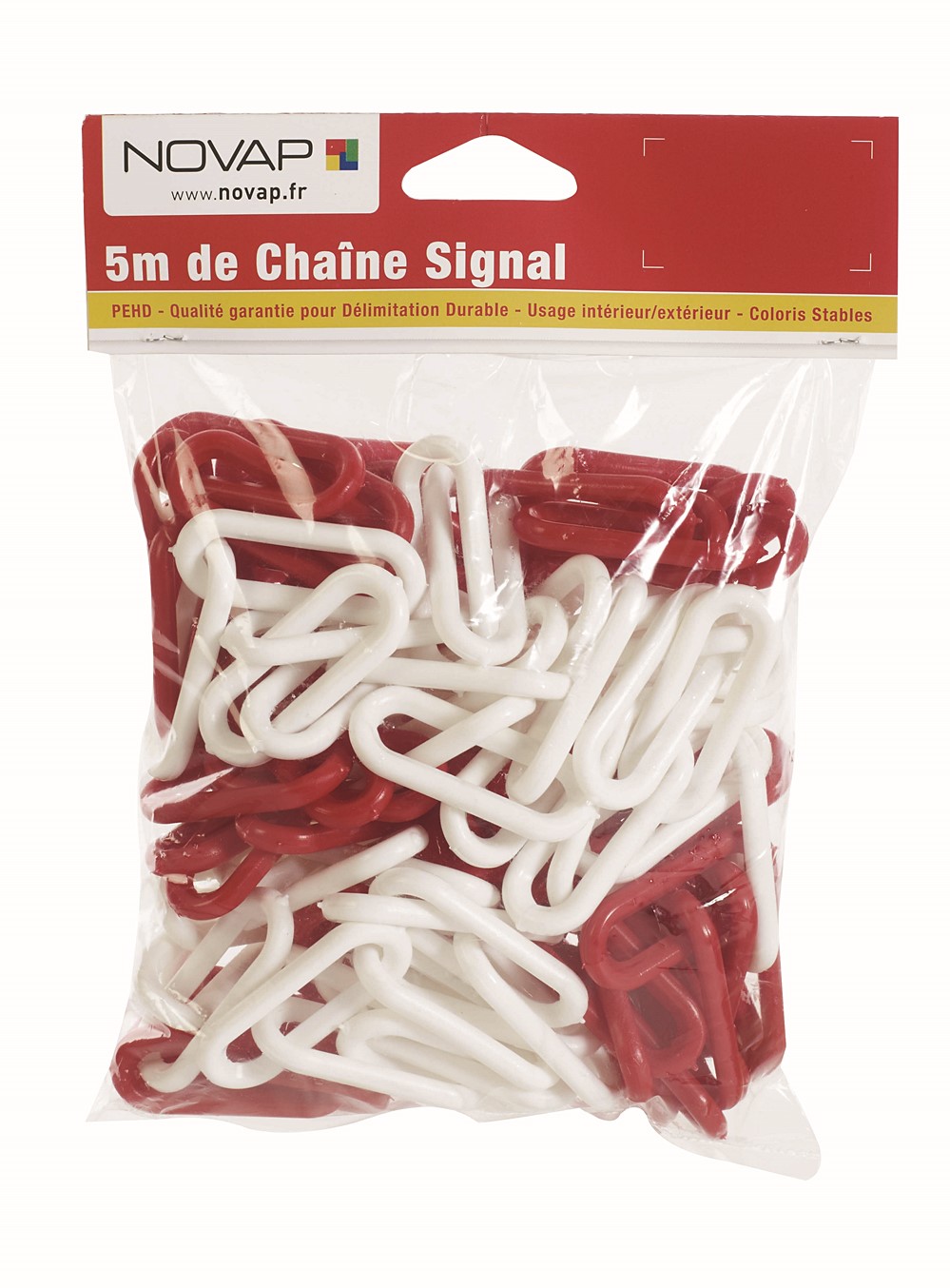 sac  de 5 m chaine signal diamètre 6 mm rouge/blanc - NOVAP