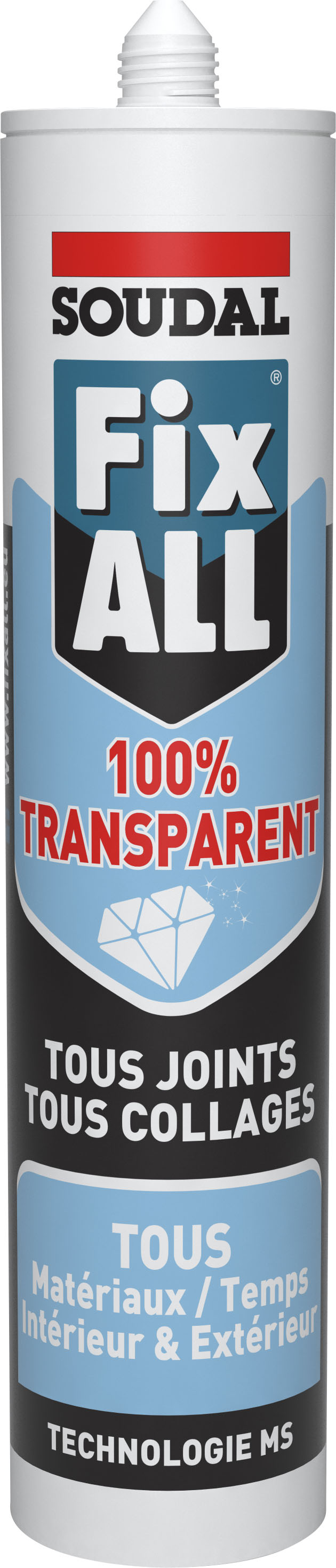 Mastic colle Fix ALL Crystal 290ml - SOUDAL