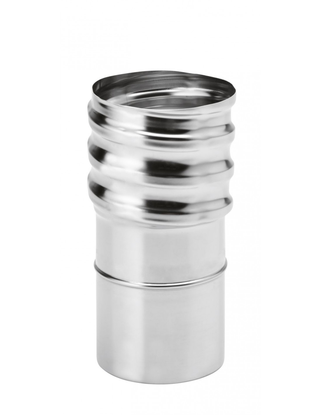 Raccord inox Tuyau poêle Ø80mm vers tube flexible Ø125mm - TEN