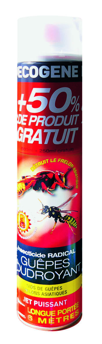 insecticide guêpes, frelons, longue portée 500 ml + 50% gratuit