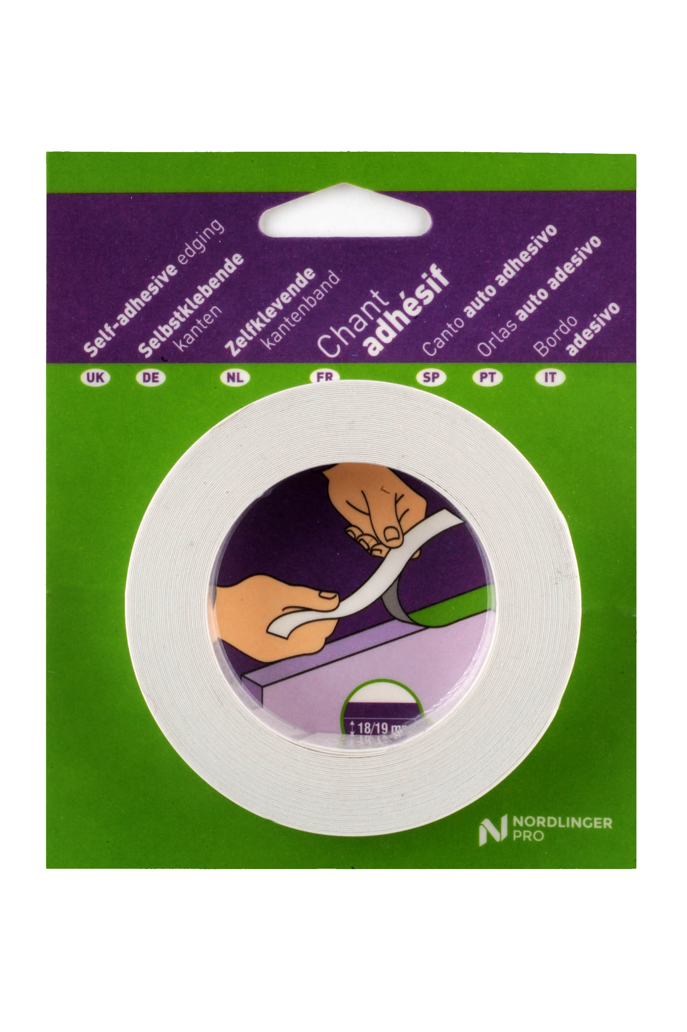 Bande de chant mélaminée auto-adhésif blanc 19mm x 5ml