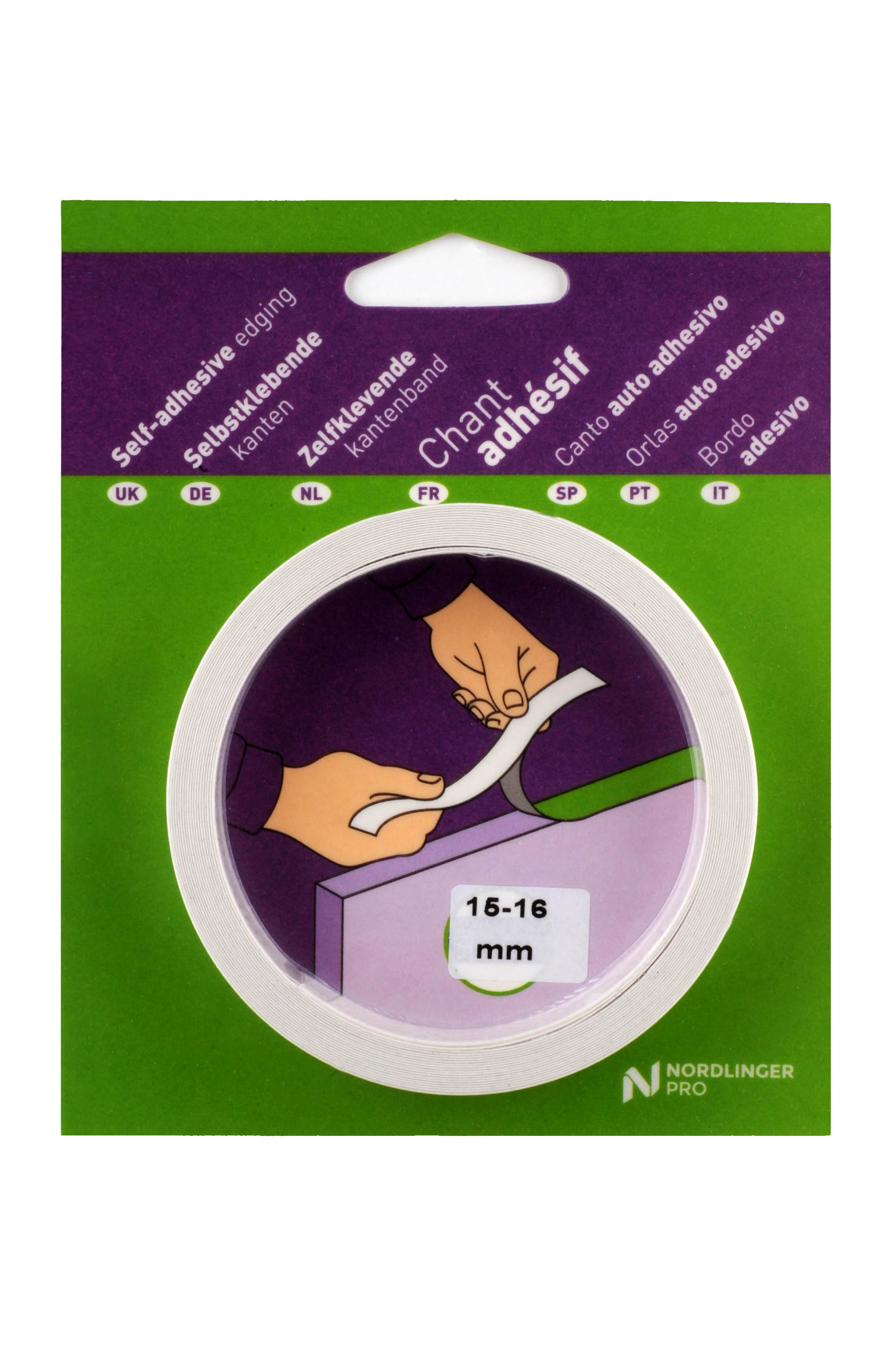 Bande de chant mélaminée auto-adhésif blanc 16mm x 5ml