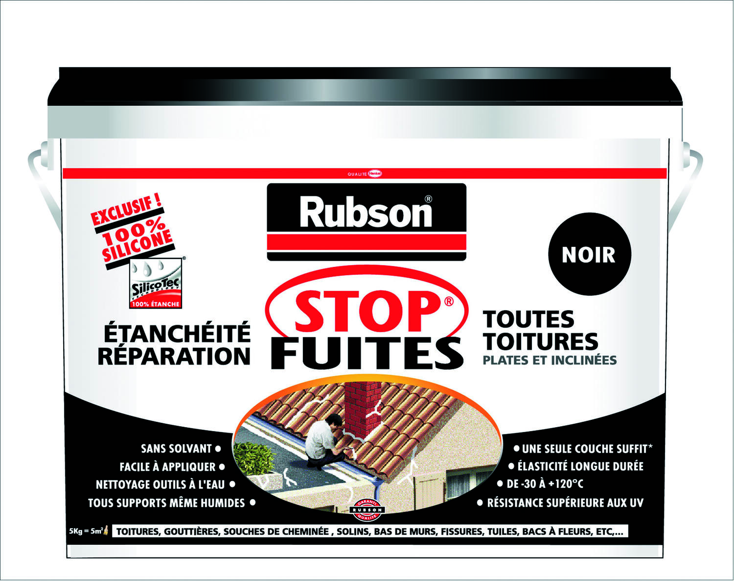 RUBSON Toitures Anti-infiltrations Noir Seau 5kg