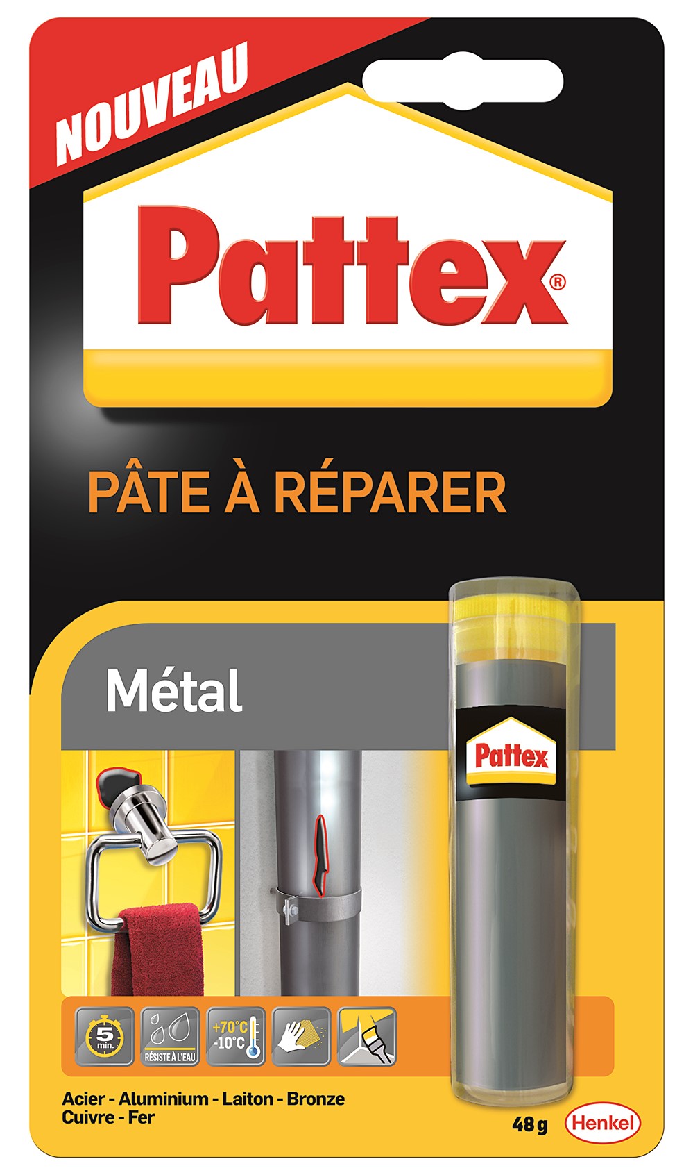 Pâte à Réparer Métal 48gr Gris -  PATTEX