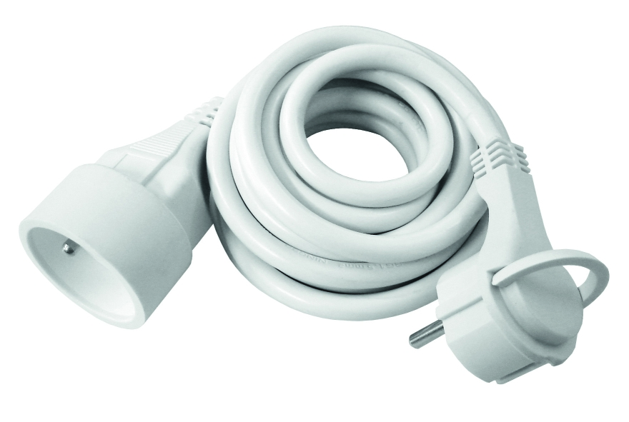 Rallonge électrique ménager 16A 2P+T HO5VV-F 3G1,5 Blanc 3m + fiche extraplate - ZENITECH