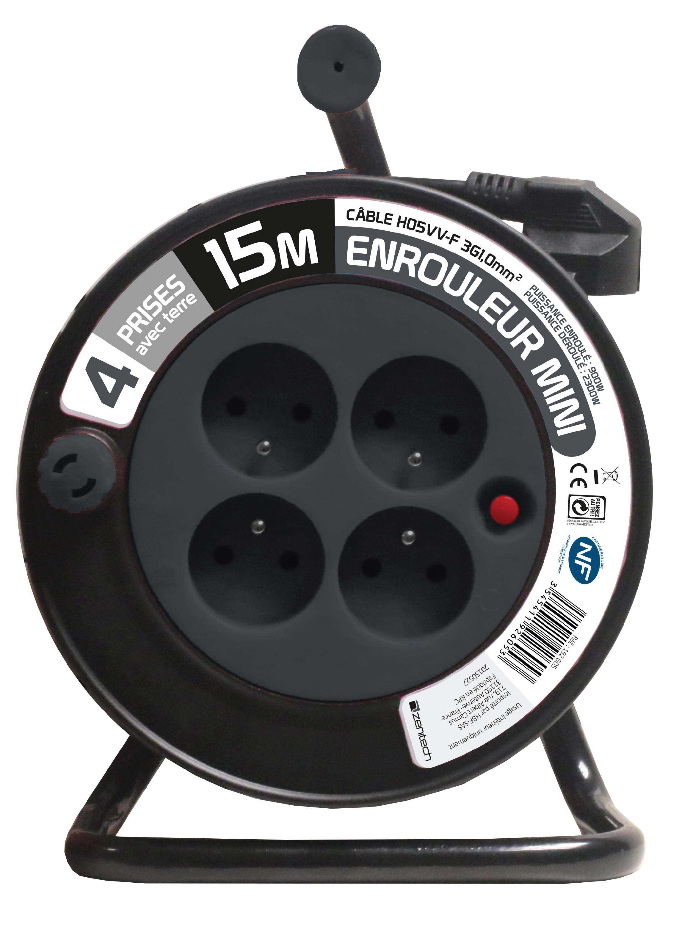 Enrouleur ménager Gris 15m - ZENITECH