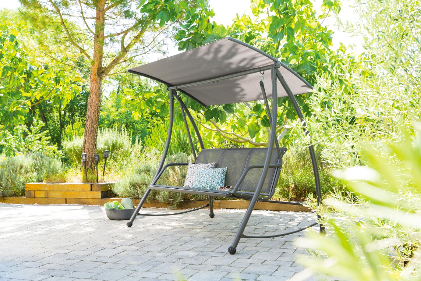 Balancelle acier et polyester Bell 193x120x167cm gris clair 