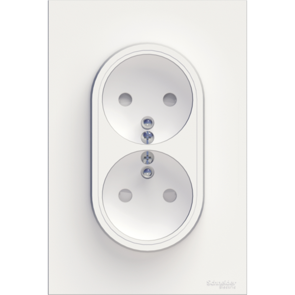 Double prise avec terre verticale Odace blanc - SCHNEIDER ELECTRIC