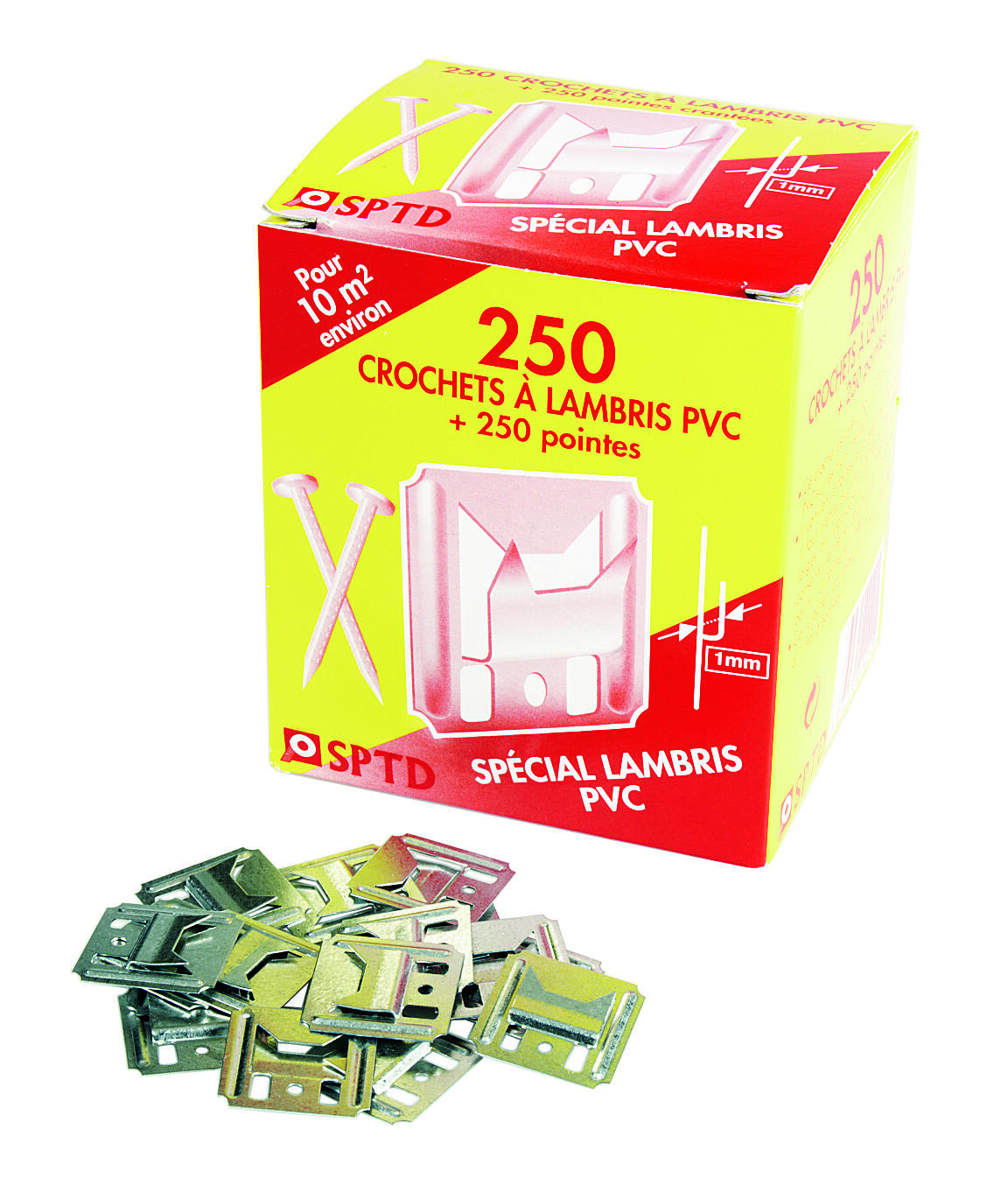 Clips à lambris PVC x 250 clips x 250 clous - SPTD