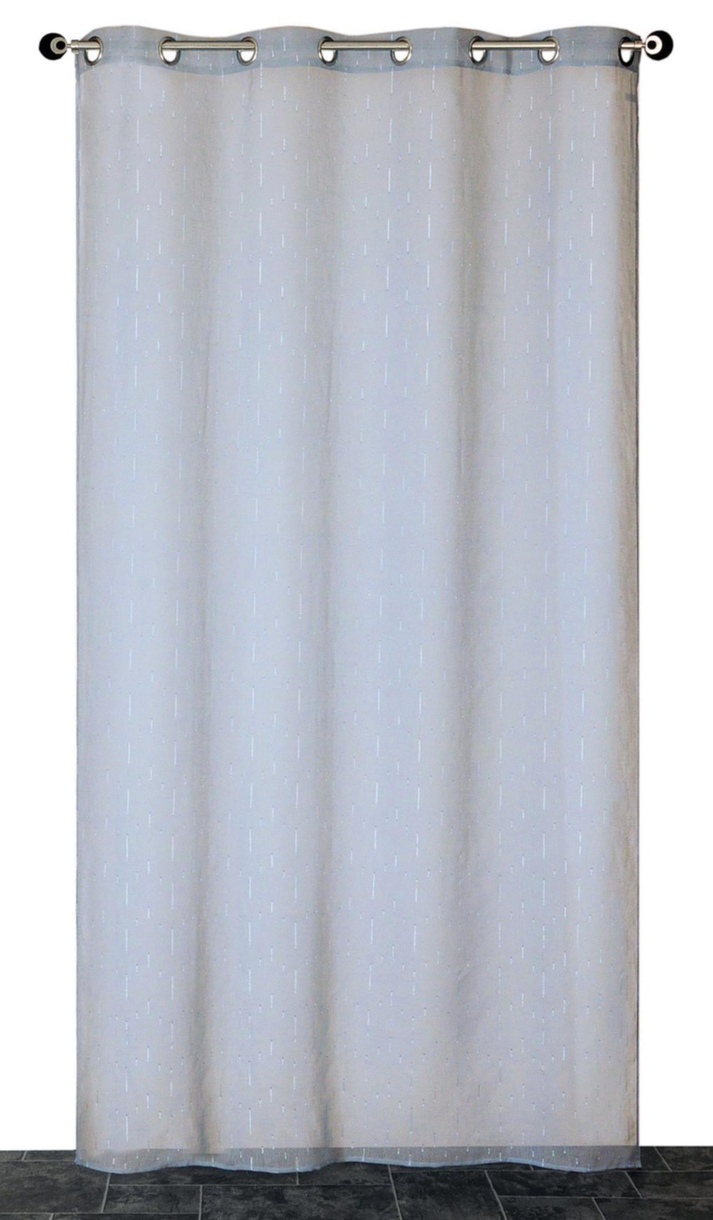 Voilage œillets étamine fils coupés gris 140x240cm - DYLREV
