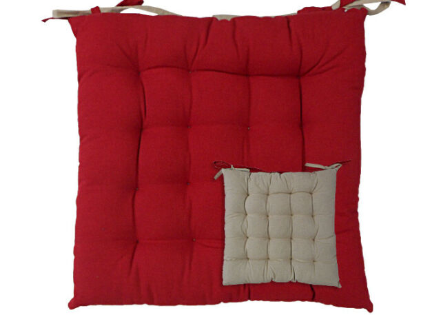 Galette 16 Points coton Rouge/lin 40x40 cm