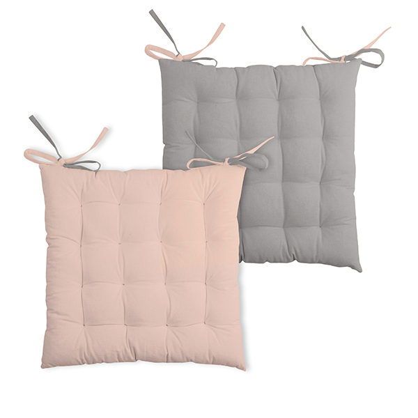 Galette de chaise bicolore poudre/souris 40x40cm DECORALIA