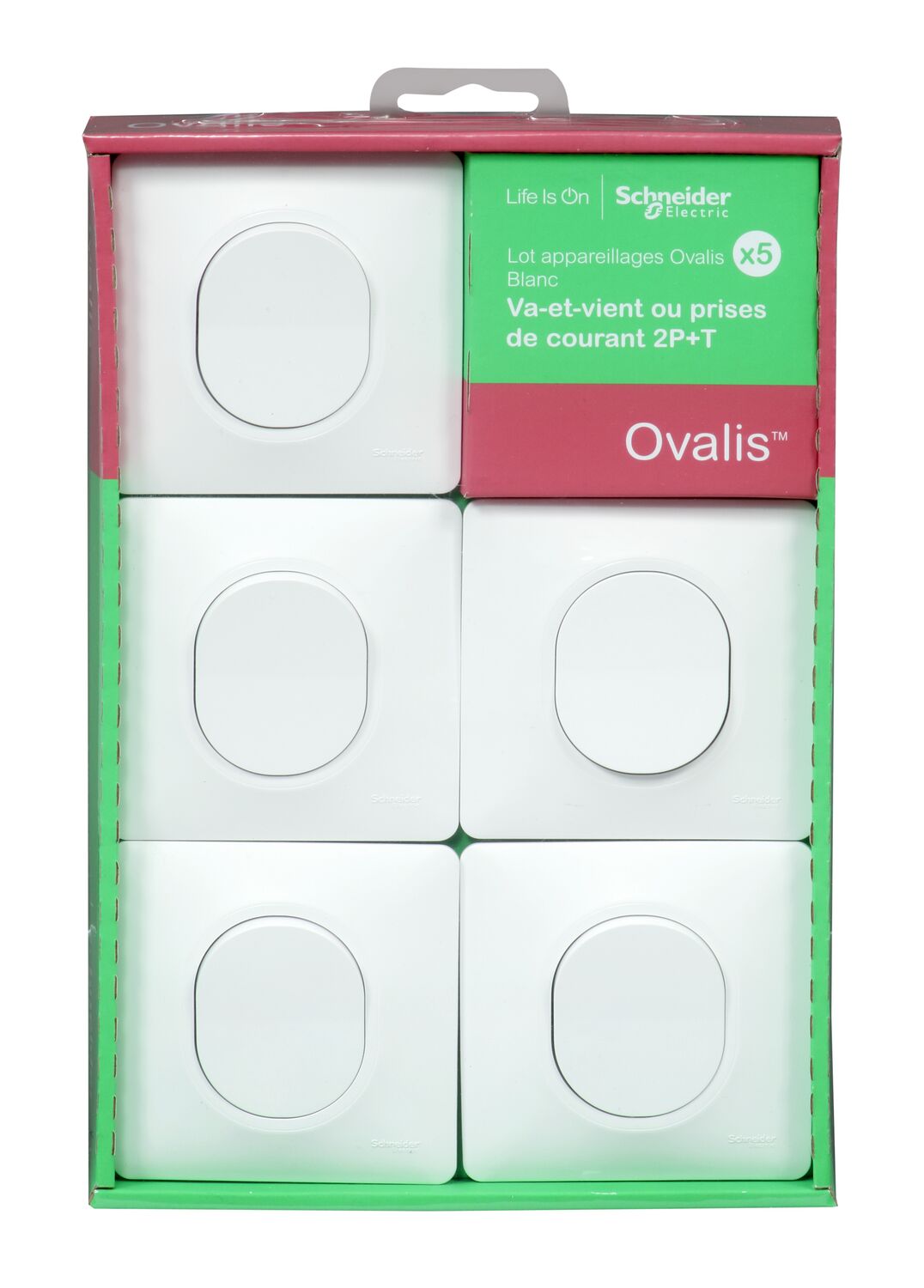 5 interrupteurs avec plaques Ovalis blanc - SCHNEIDER ELECTRIC