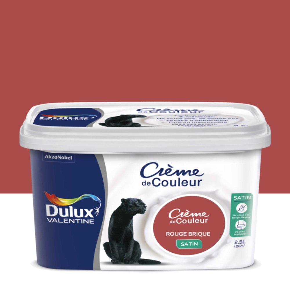 Peinture Crème de couleur Rouge brique 2,5L finition satin - DULUX VALENTINE