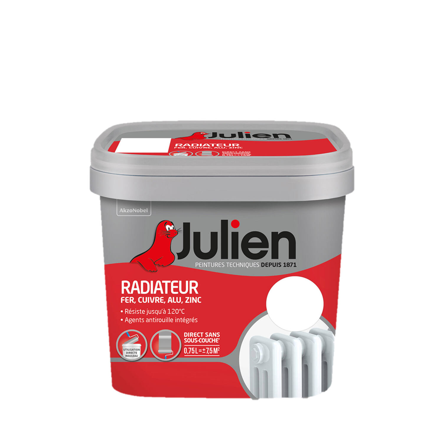 Peinture radiateur phase aqueuse Satin Base White 0,75L - JULIEN