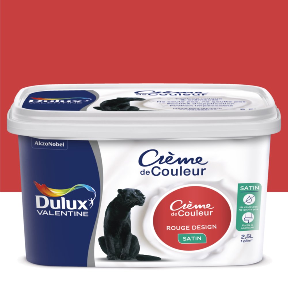 Peinture intérieure Crème de couleur satin Rouge Design 2,5L - DULUX VALENTINE