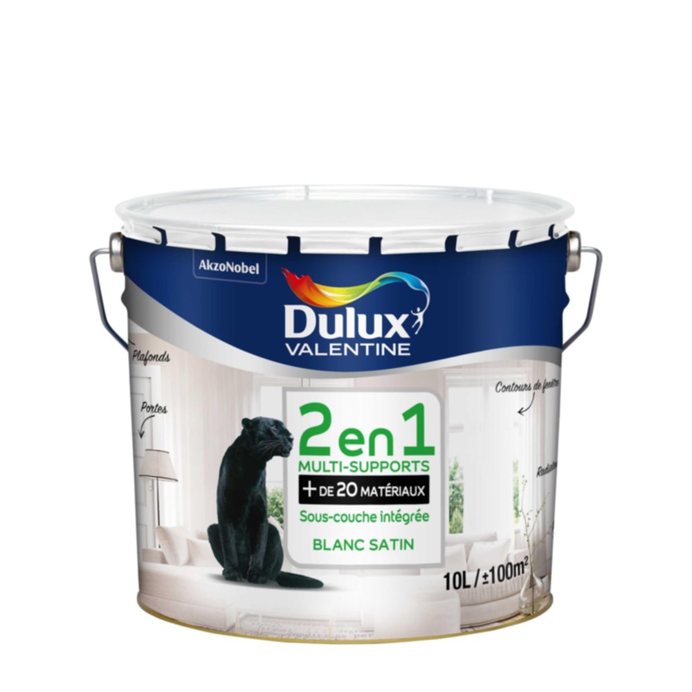 Peinture intérieure 2 En 1 Multi-Supports Blanc Satin 10 L - DULUX VALENTINE