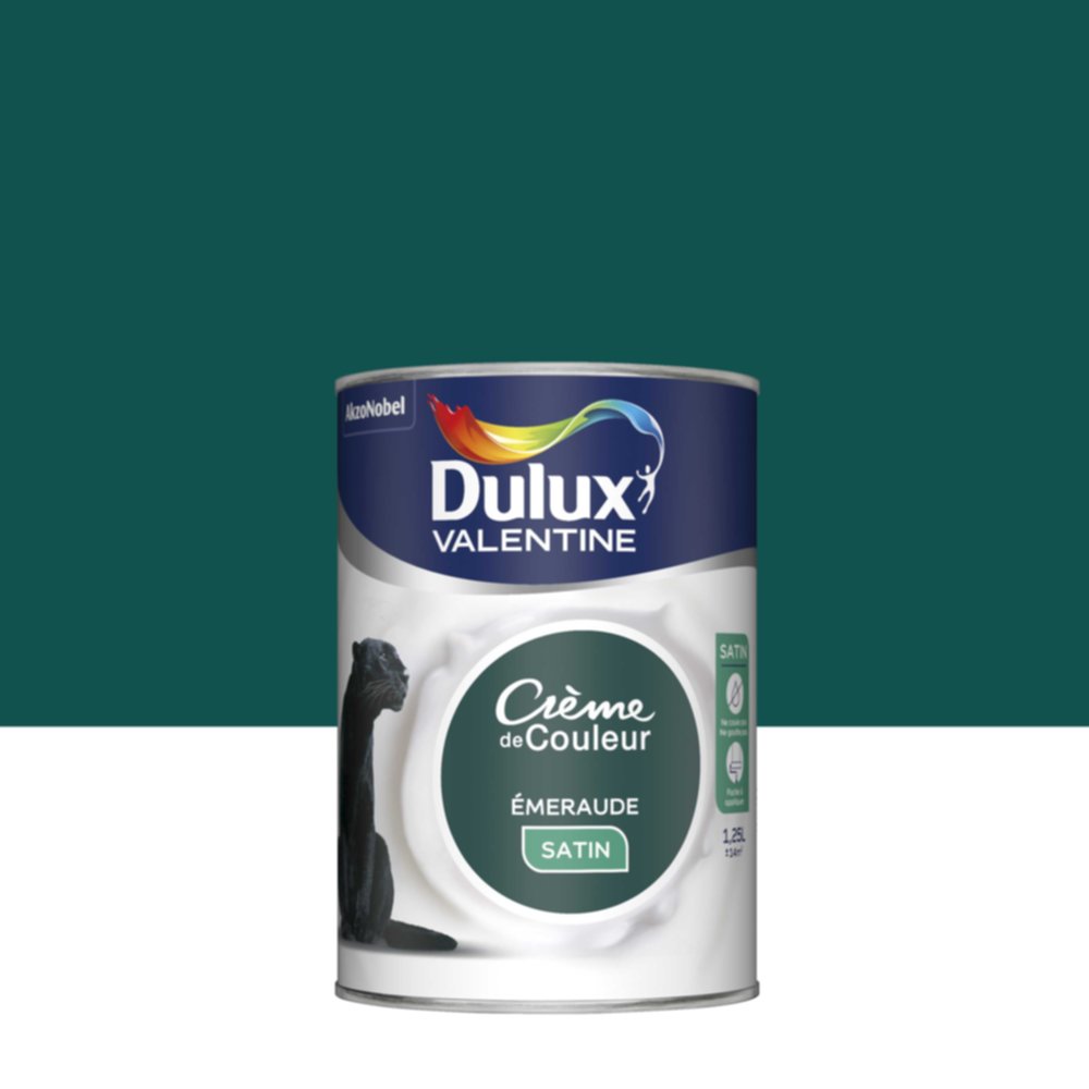 Peinture intérieure Crème de couleur satin Emeraude 1,25L - DULUX VALENTINE